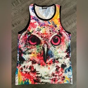 Vibrant Owl Print Men's Tank Top